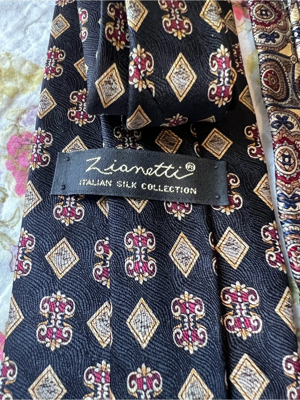 Zianetti Italian Silk Collection Tie Bundle Geometric Medallion 2pc Lot